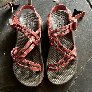 Chaco Pink and Black Zx1 Strapped Sandals